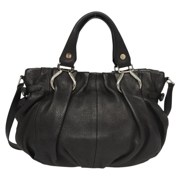 CELINE Hand Bag Leather 2way Black Silver Auth - Picture 6 of 16